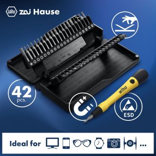 Wiha zai Hause ชุดไขควง Micro Bit Set 42 ชิ้น ESD (DHT0004)